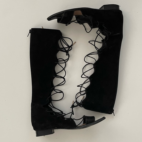 H&M Knee high lace up black suede gladiators - Picture 6 of 11